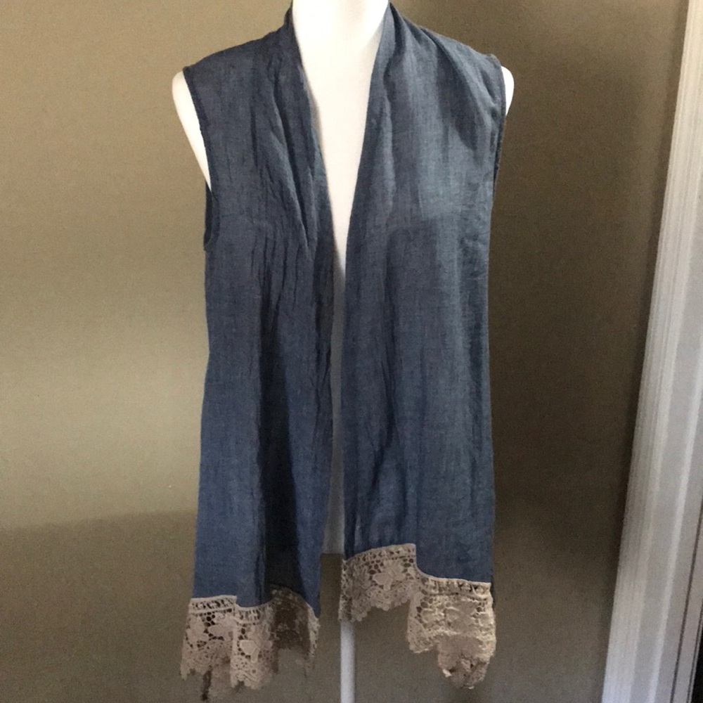 Denim Sleeveless Cardigan
